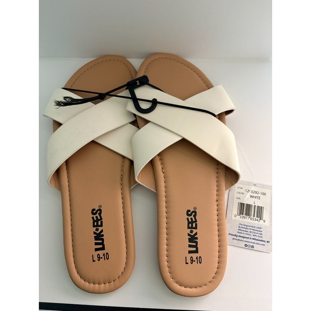 Luk-ees Slip Ons White Womens Sz L (9-10) NWT